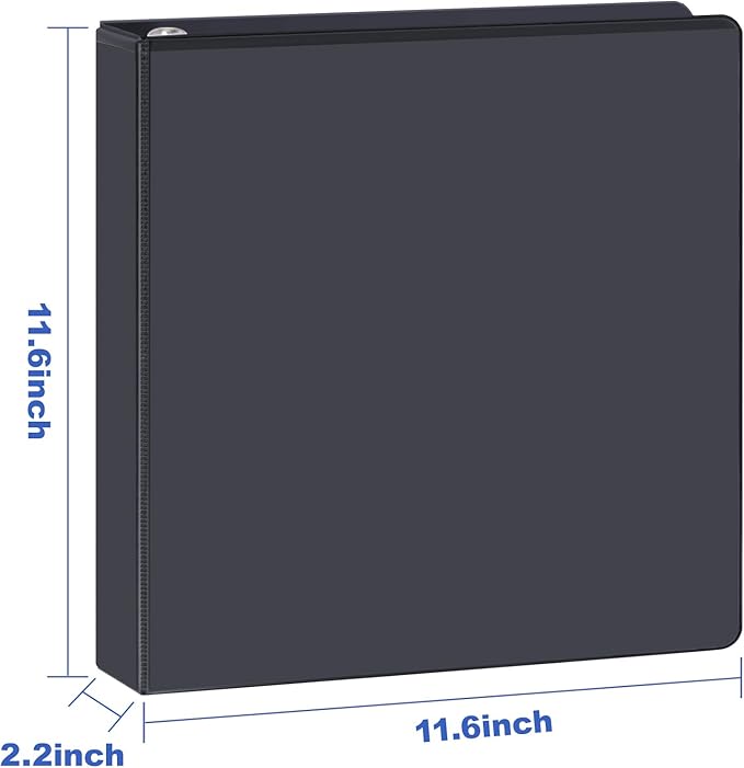 Comix Sturdy 1.5 Inch D-Ring Binders, 1.5'' 3 Ring Binder with Clear View Cover, 1-1/2 Inch Rings Holds 350 Sheets of 8.5" x 11" Paper, 6 Packs (Black)