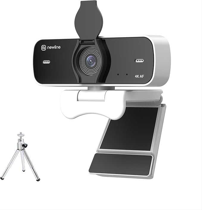 N newline 4K Webcam for PC, USB Conference Webcam, New Ugraded Auto Focus, 77° FOV, Detachable Tripod, Privacy Cover, Web Camera for Streaming