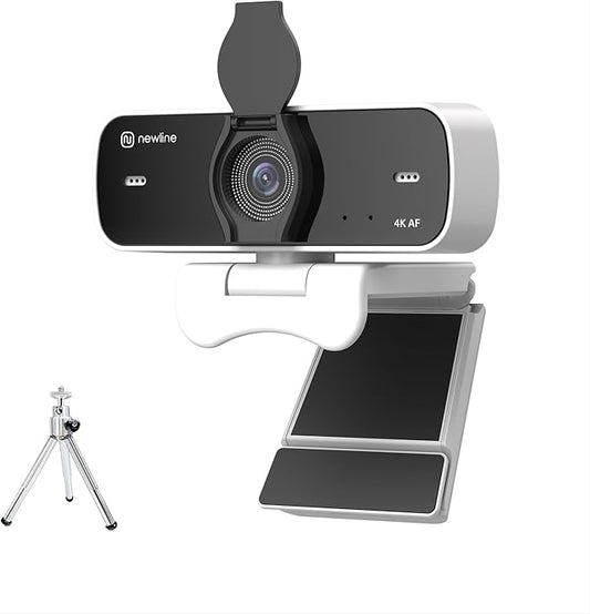 N newline 4K Webcam for PC, USB Conference Webcam, New Ugraded Auto Focus, 77° FOV, Detachable Tripod, Privacy Cover, Web Camera for Streaming