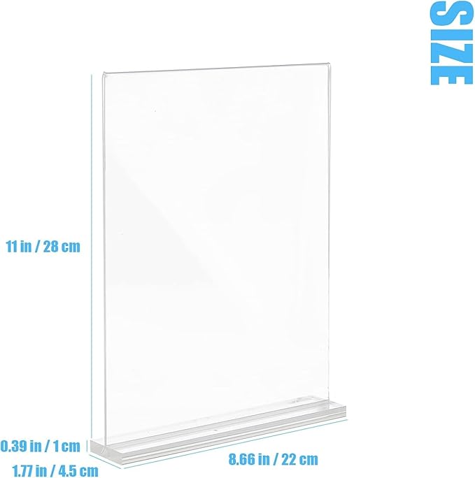 Acrylic Sign Holder, 8.5 x 11 inches Clear Table Menu Display Stand Desktop Display Stand Paper Holder Table Top Sign Holder Suitable for Restaurants, Office, Home, Store (18 pcs)