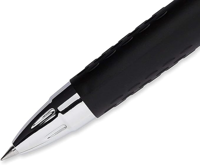 Signo 207 Roller Ball Retractable Gel Pens, Medium Point (0.7mm), Black Ink, 6 Count, Bundle with Plastic Reusable Pouch