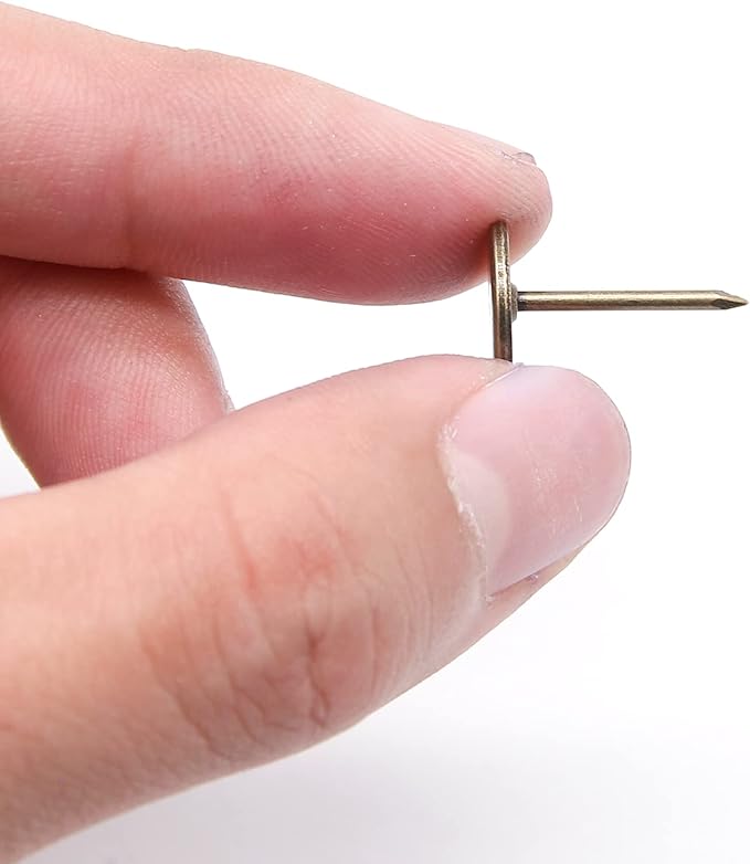 Piutouyar Bronze Flat Head Upholstery Tacks, Decorative Tack, Furniture Tacks Pins 11mm x 17mm / 0.43 Inch x 0.67 Inch, Upholstery Nails for Sofa, Door, Jewelry Box(100Pcs)