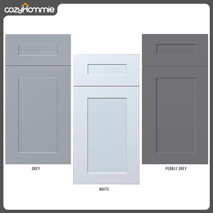 Shaker Style Grey RTA Base Drawer Cabinet by Solid Wood for Kitchen, Bathroom, Bedroom or Office with 3 Drawers and Soft Close(15" W x 24" Depth x 34-1/2" H)