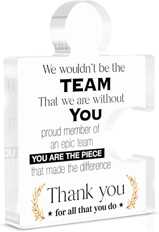 Team Appreciation Gifts Thank You Gift for Coworkers Colleagues Employees Boss, Best Teams Ever Gifts We Wouldn't Be the Team We Are Without You Acrylic Puzzle Piece Plaque Office Decor