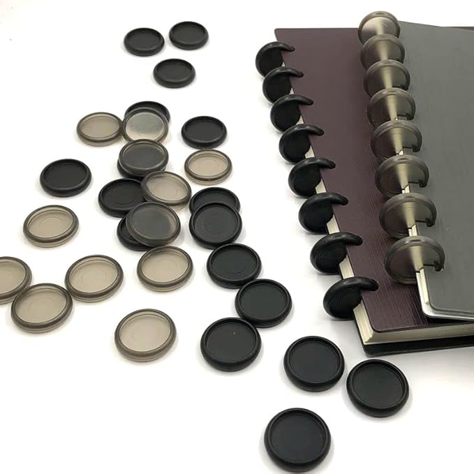 100pcs Discbound Notebook Discs DIY Planner Accessories fits for Tul,Levenger,Arc,Happy Planner,Talia(Black Smoke Black Mixed,0.7inch/18mm)