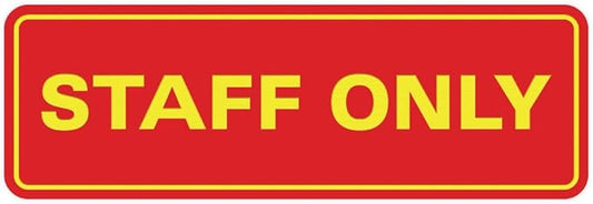 All Quality Standard Staff Only Wall or Door Sign | Easy Installation | Office Workplace Signs | Enhanced Security ‌ - Red/Yellow - Large (1 Pack)