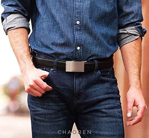 CHAOREN Mens Belt - Mens Ratchet Belt Leather 1 3/8" for Dress Pant - Micro Adjustable Belt Fit Everywhere