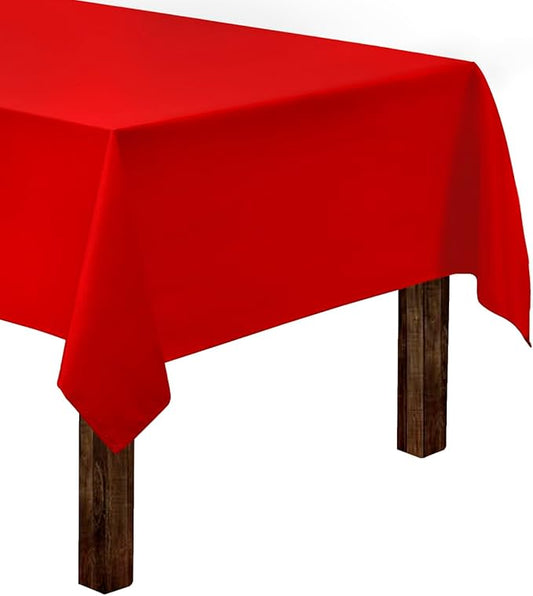 Gee Di Moda Rectangle Tablecloth - 60 x 84 Inch Red Table Cloth for 5 Foot Rectangle Table - Heavy Duty Washable Fabric - for 5 Ft Buffet Table, Holiday Party, Dinner, Wedding & Baby Shower