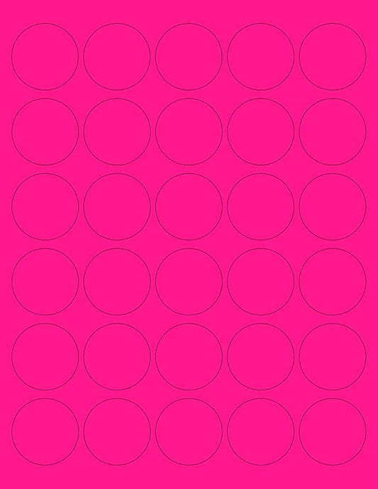 NextDayLabels - 8-1/2 x 11 Neon Color High Light Fluorescent Labels for Laser & Inkjet Printer (Pink Fluorescent, 1.5" Round - 30 Per Page | 3000 Labels)