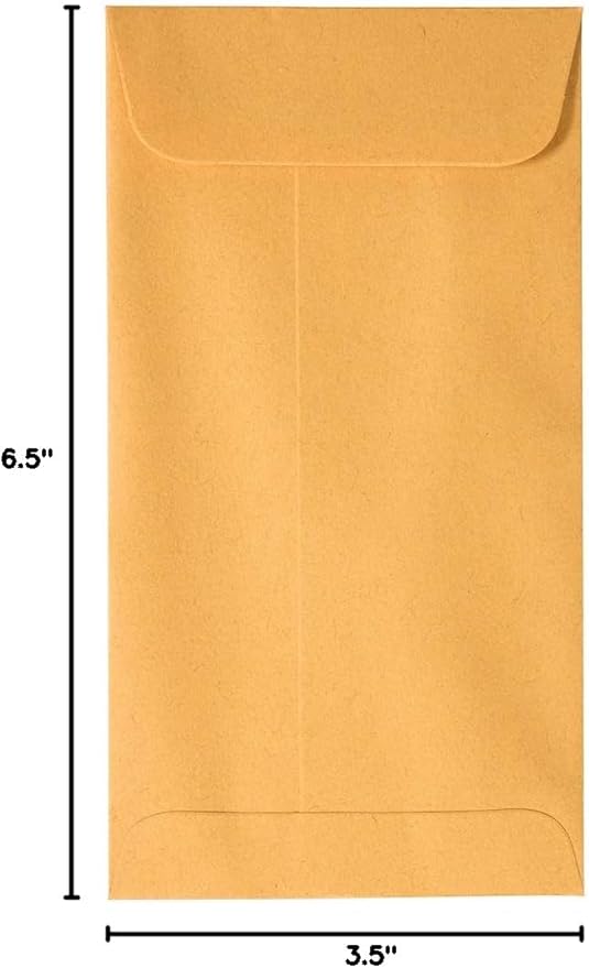 JAM PAPER #7 Coin Business Envelopes with Peel and Seal Closure - 3 1/2 x 6 1/2 - Brown Kraft Manila - Bulk 500/Carton