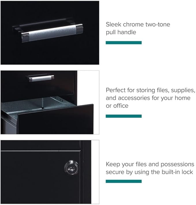 Scranton & Co Set of 2 18" D 3-Drawer Metal Filing Cabinet with Pencil Drawer