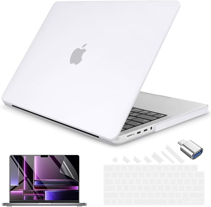 Teryeefi Matte Case for MacBook Pro 16 Inch A3403 A3186 A2991 A2780 A2485 (2025 2024 2023 2022 2021 Release) - Protective Hard Shell Cover for MacBook Pro 16" M4/M3/M2/M1 Pro/Max Chip-White