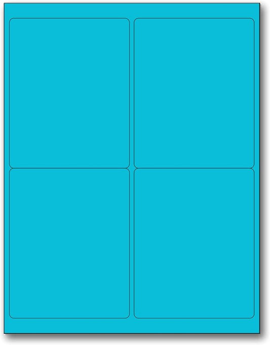 NextDayLabels - 8-1/2 x 11 Neon Color High Light Fluorescent Labels for Laser & Inkjet Printer (Blue Fluorescent, 4 x 5-4 Per Page | 400 Labels)