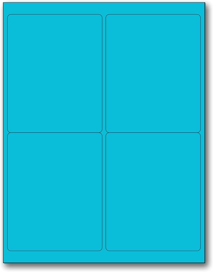 NextDayLabels - 8-1/2 x 11 Neon Color High Light Fluorescent Labels for Laser & Inkjet Printer (Blue Fluorescent, 4 x 5-4 Per Page | 100 Labels)