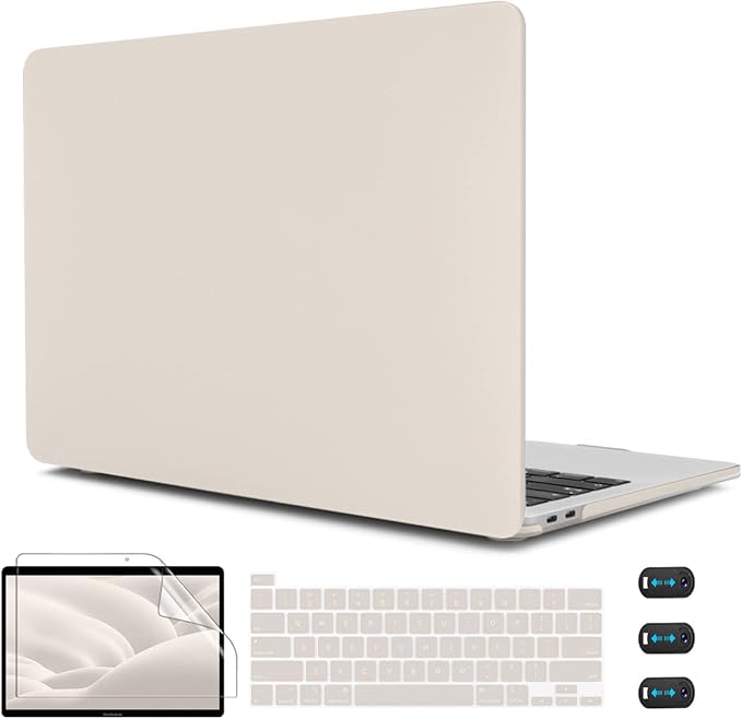 CISSOOK Beige Case for MacBook Pro 13 Inch 2023 2022 2021 2020 Release Model M2 Chip A2338 M1 A2251 A2289 Touch Bar Touch ID, Plastic Hard Shell Case with Keyboard Cover for Pro 13" 2020-2022, Stone