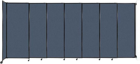 Wall-Mounted Sliding StraightWall Room Divider | Adjustable Widths | Locking Wheels | Room Separator | Up to 15'6" Wide x 6'10" Tall Ocean Fabric Panels