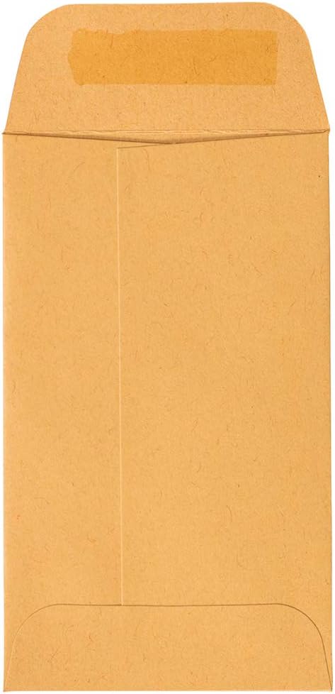 JAM PAPER #3 Coin Business Commercial Envelopes with Peel and Seal Closure - 2 1/2 x 4 1/4 - Brown Kraft Manila - 100/Pack