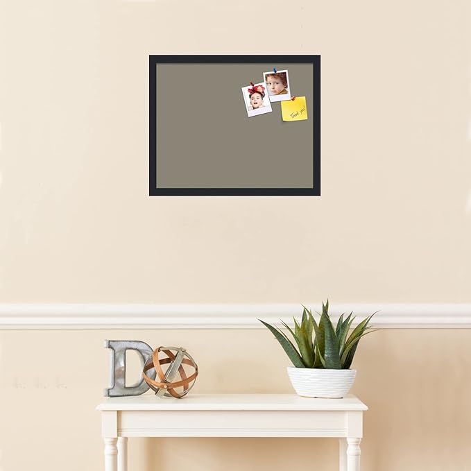 PinPix 20x16 Inch Cork Bulletin Board. This Decorative Framed Pin Board Comes with Pewter Design and a Satin Black Frame. Ideal for Home Office Decor or Message Board (PinPix-1812)