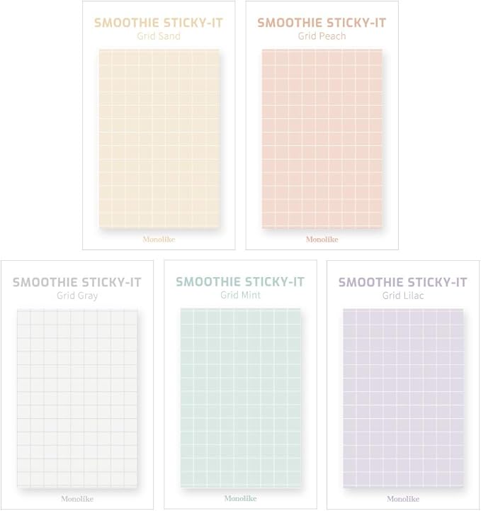 Monolike Smoothie Grid Sticky-it - 5p Set Self-Adhesive Memo Pad 50 Sheets
