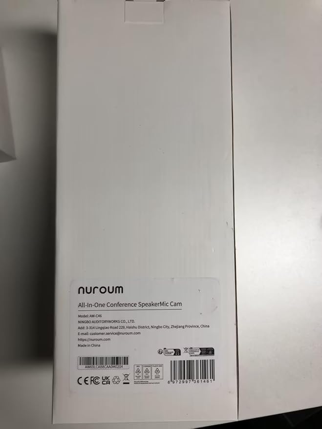 NUROUM C46 4K Video Conference Webcam, 8MP CMOS/AI Auto-Framing/5x Zoom, Conference Room Camera with Noise Cancelling Microphone&Speaker, 16ft Voice Pickup for PC/Laptop Zoom/Teams