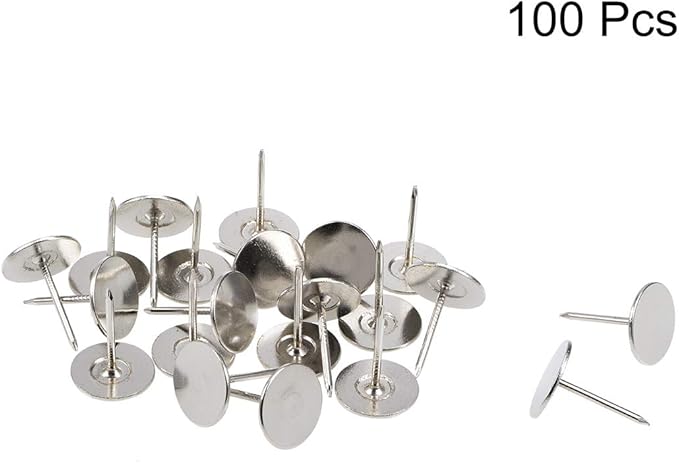 uxcell Upholstery Nails Tacks 19mmx25mm Flat Head Furniture Nails Silver Tone for Furniture Sofa Headboards, 100 Pcs
