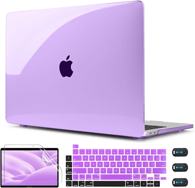 CISSOOK Cover for MacBook Pro 13 Inch Case Purple 2025-2020 Release A2251 A2289 A2338 with Touch Bar, Plastic Hard Shell Case with Keyboard Cover for Pro 13 M1 M2 - Purple