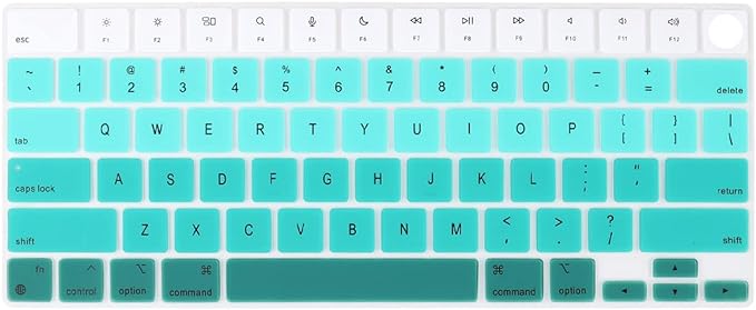 Batianda Premium Gradient Color Keyboard Cover for New MacBook Pro 14'' Pro 16'' 2024 2023 M4 M3 M2 M1 Pro/Max Chip & New MacBook Air 13 15 inch Soft-Touch Silicone Protective Skin,Green to White