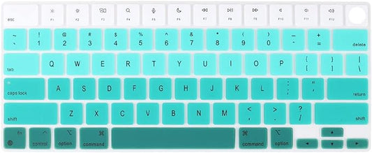 Batianda Premium Gradient Color Keyboard Cover for New MacBook Pro 14'' Pro 16'' 2024 2023 M4 M3 M2 M1 Pro/Max Chip & New MacBook Air 13 15 inch Soft-Touch Silicone Protective Skin,Green to White