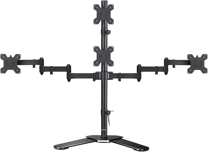 Suptek Quad LED LCD Monitor Stand up Free-Standing Desk Stand Extra Tall 31.5" Pole Heavy Duty Fully Adjustable Mount for 4 (3+1) / Four Screens up to 27 inch (ML6864)