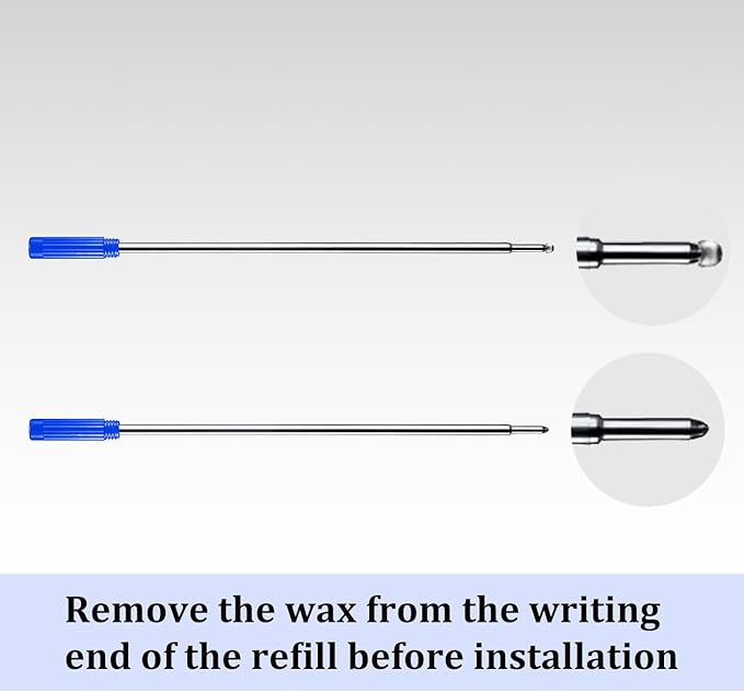 Blue Ink Refills (20pcs), Replaceable Pens Refills, 1mm Medium Tip - Blue