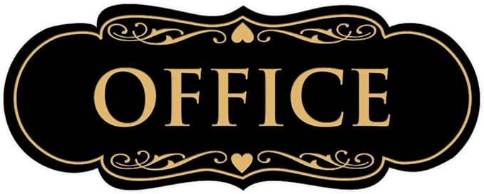 All Quality Designer Office Sign | Easy Installation - Black/Gold - Medium (1 Pack)