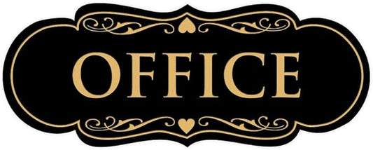 All Quality Designer Office Sign | Easy Installation - Black/Gold - Medium (1 Pack)