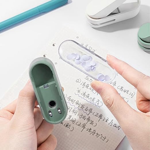 Magnoloran 2 Pack Single Hole Punch, 1/4 inch Mini Small Hole Puncher Heavy Duty Paper Hole Puncher Small Hole Punch One Hole Puncher for Crafts Paper Cards Tags Scrapbook-White&Green