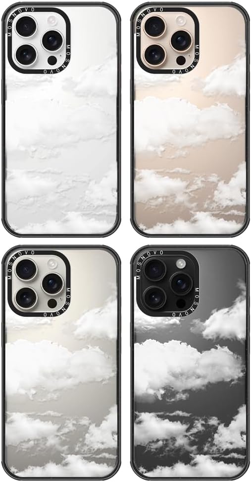 MOSNOVO Case for iPhone 16 Pro Max, [10ft 4X Military-Grade Drop Protection] Durable & Shockproof Phone Case Cover Design for iPhone 16 Pro Max - Cloud - Clear Black