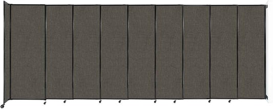 Wall-Mounted Sliding StraightWall Room Divider | Adjustable Widths | Locking Wheels | Room Separator | Up to 19'9" Wide x 7'6" Tall Mocha Fabric Panels