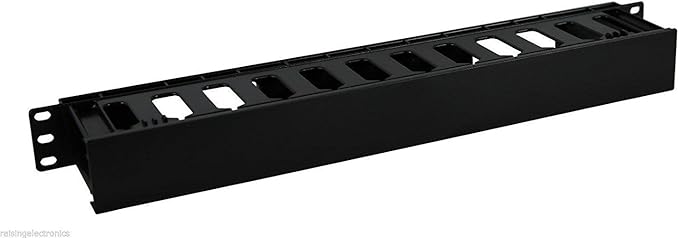 Raising Electronics 1U Horizontal Rack Mount Cable Management Unit with Panel Plastic 19" Rack Mount