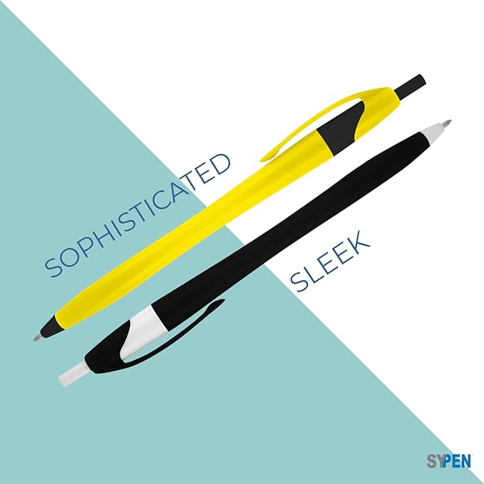 SyPen Personalized Pens With your Custom Logo or Text-500 Pack Bulk-for Businesses, Parties, and Events, Custom Printed Slim Ballpoint Click Pens, Purple Barrel Color, Black Ink