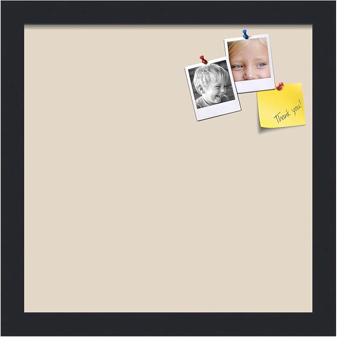 PinPix 12x12 Inch Cork Bulletin Board. This Decorative Framed Pin Board Comes with Desert Pastel Design and a Satin Black Frame. Ideal for Home Office Decor or Message Board (PinPix-1815)
