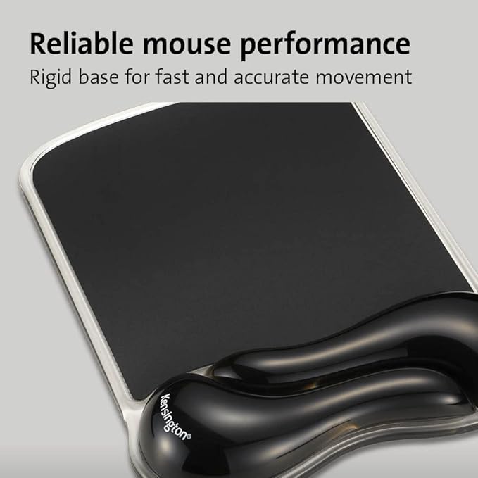 Kensington Duo Gel Wave Mouse Pad & Wrist Rest - Black,Medium (K62413WW)