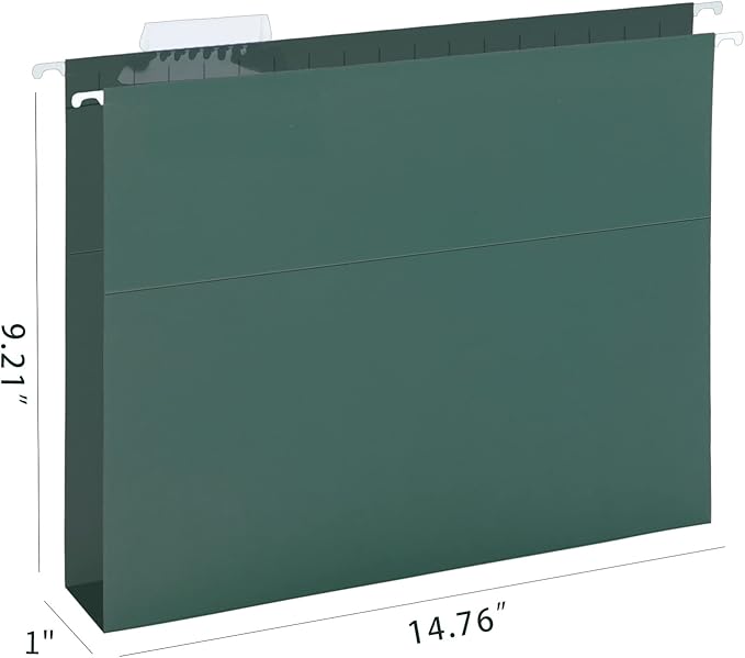 HERKKA Extra Capacity Hanging File Folders, 30 Pack Reinforced Legal Size Hanging Folders with Heavy Duty 1 Inch Expansion, Designed for Bulky Files, Medical Charts, Green