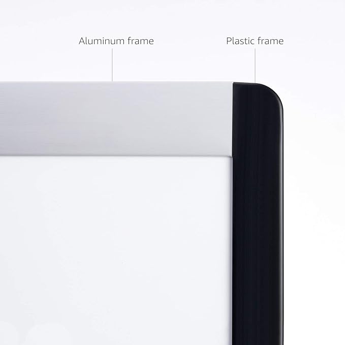 Amazon Basics Combo Magnetic Whiteboard&Cork Board for Home,Office and Classroom, Plastic/Aluminum Frame, White,Yellow, 17" x 23"