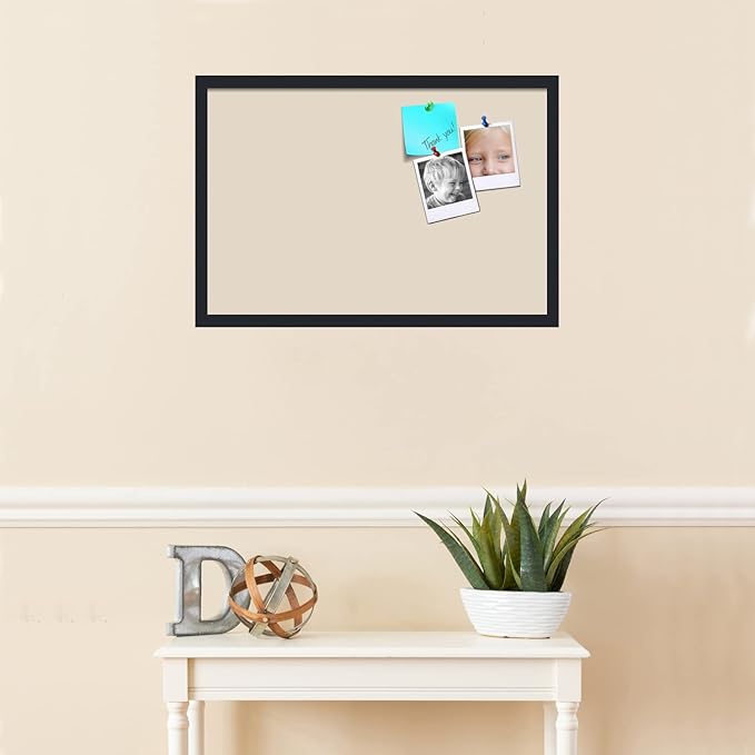 PinPix 27x18 Inch Cork Bulletin Board. This Decorative Framed Pin Board Comes with Desert Pastel Design and a Satin Black Frame. Ideal for Home Office Decor or Message Board (PinPix-1815)