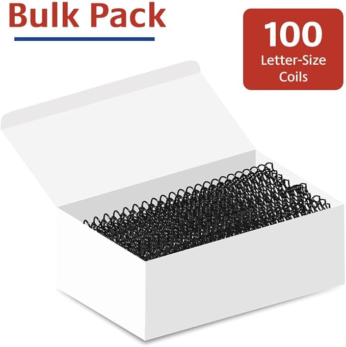 TruBind 13mm (1/2 in.) Spiral Binding Coils for Reports, Presentations and Proposals | 4:1 Pitch | 12 in. Length | Black | 105 Sheets Binding Capacity | 100 Pack