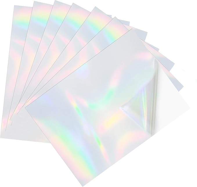 Printable Transparent Laser Sticker Paper, Laser & Inkjet Printable 8.5 x 11 Inches Dries Quickly Stickers Clear Rainbow Vinyl Label 22 pcs