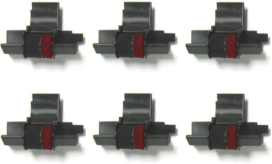 (6 Pack) COMPUMATIC Compatible/Replacement Calculator Ink Roller, Black/Red IR-40T, for Casio HR-300RC HR-200RC HR-170RC HR-150RC HR-100RC HR-100TM HR-150TM and More