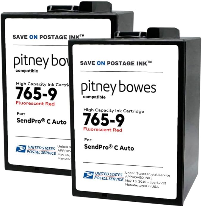 Save On Postage Ink 765-9 Compatible PB 765-9 SendPro MailStation Postage Meter Ink - Compatible PB Postage Meter Ink Cartridge for DM 300c, 400c, 450c and 475c | 2 Pack