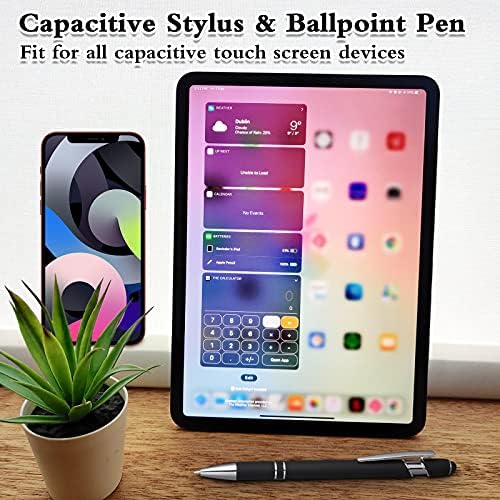 Tenare 12 Pieces 2 in 1 Stylus Metal Ballpoint Pen with Stylus Tip, 1.0 mm Black Ink Ballpoint Pen for Touch Screens(Blue-green)