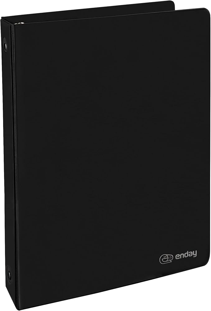 1 Inch 3 Ring Binder 1” Binder Black Clear View Cover with 2 Inside Pockets, Colored School Supplies Office and Home Binders – by Enday