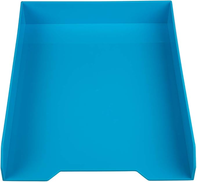 JAM PAPER Stackable Paper Trays - Blue - Desktop Document, Letter, & File Organizer Tray - 2/Pack