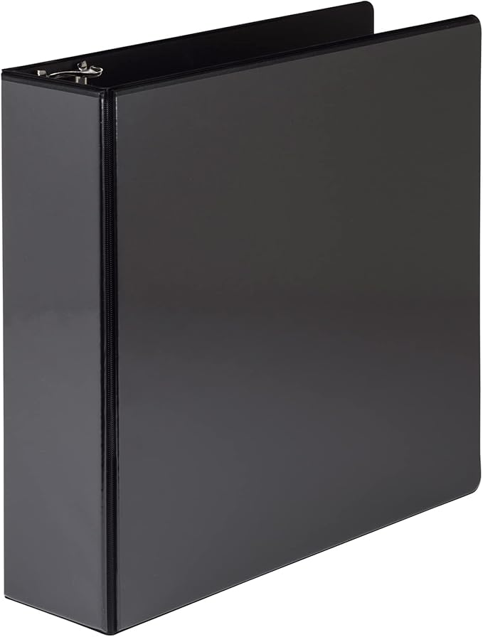 Samsill 4 Inch 3 Ring Binder, Made in USA, Economy Round Ring, Clear View Cover, 675 Sheet Capacity - for School, Home, Office - Charcoal Black